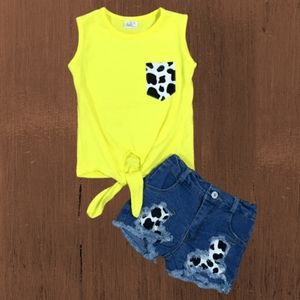 Girls size 8/9 boutique cow accent outfit